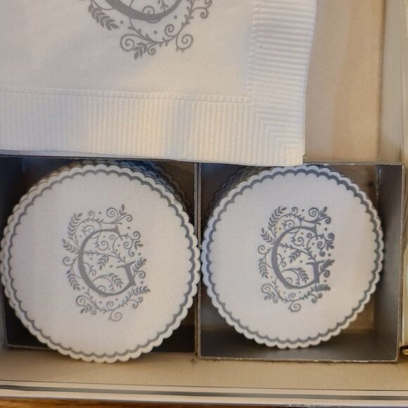 Paper Elegance Monogrammed "G" Dinner and Beverage Napkins and Paper Coasters - Picture 4 of 13